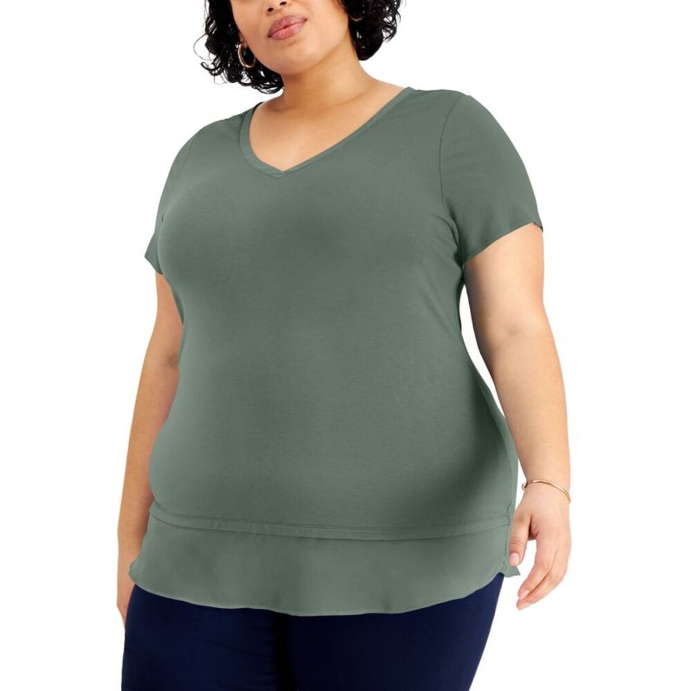 JM Collection Plus Size Layered Hem Top